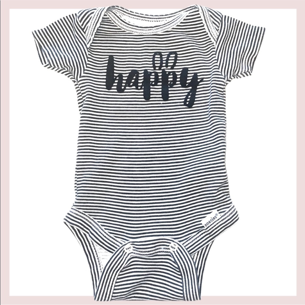 Gerber baby girl HAPPY onesie - black and white - size newborn